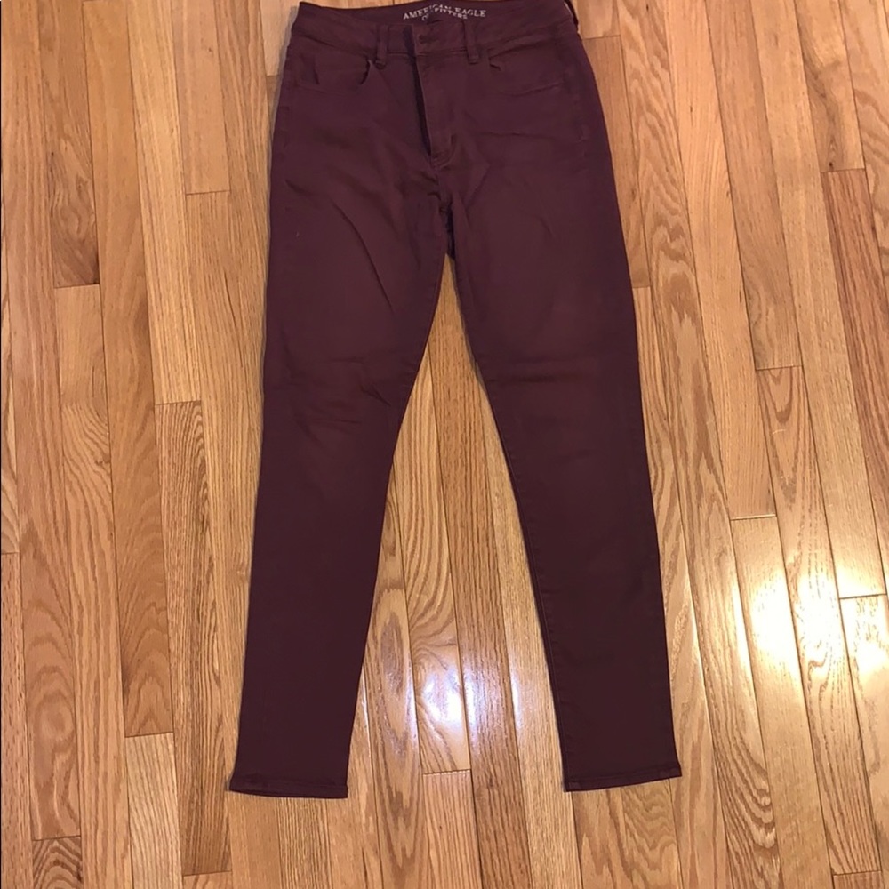Burgundy, high-rise, American Eagle Jeggings